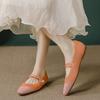 Spring and Autumn Flying Knitting One-word Buckle Mary Jane Shoes Women's Knitting Square Head Flat Bottom Single Shoes Casual