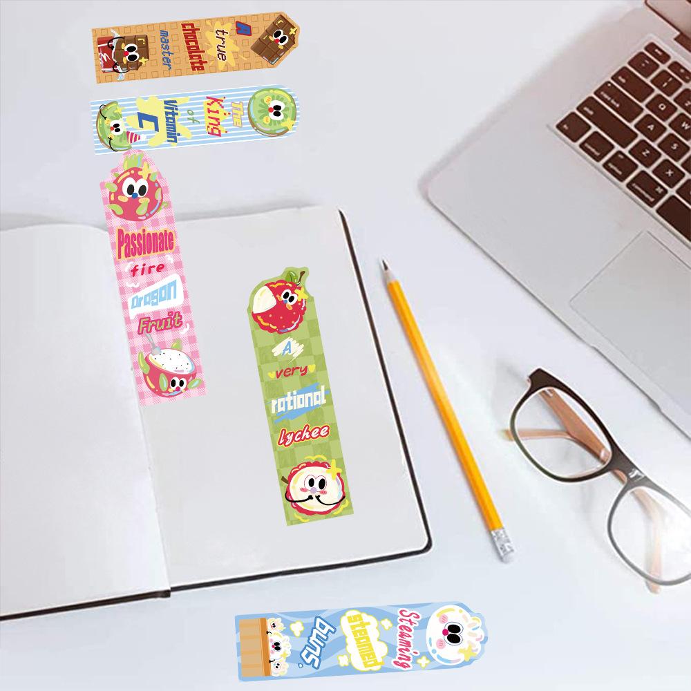 30pcs Cartoon Food & Fruit Series Bookmarks, Colorful Fun Reading & Labeling Paper Cards for Reading and Food Lovers