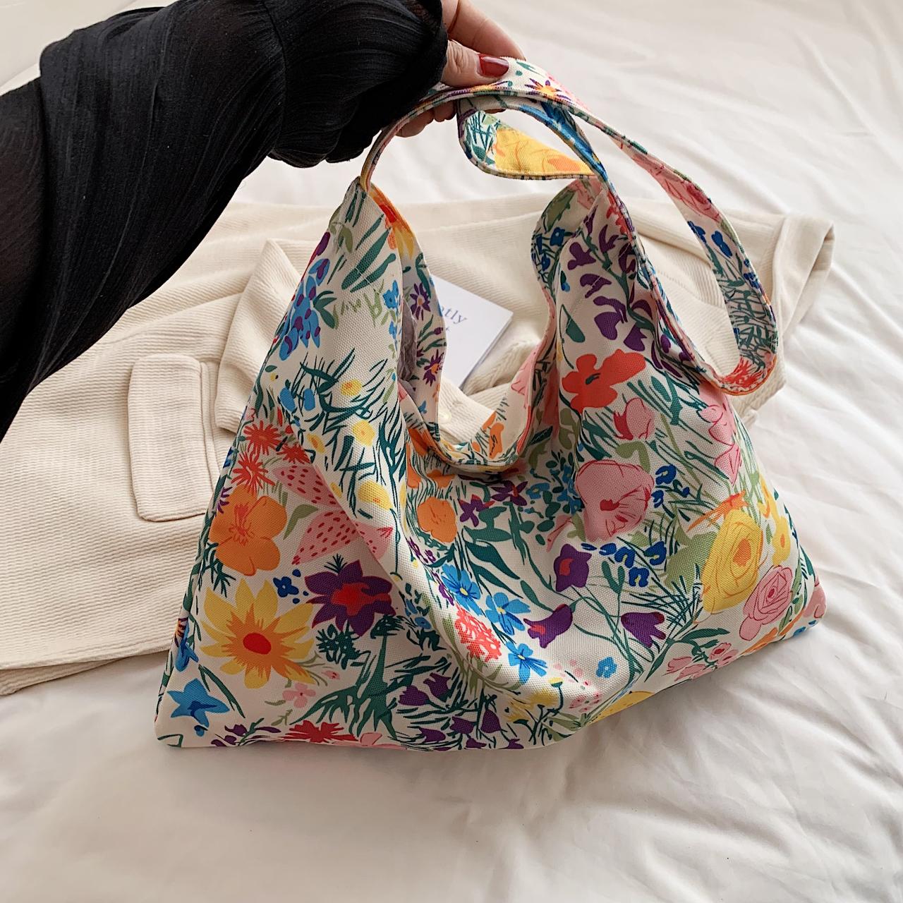 

Женская легкая сумка, женские повседневные сумки на плечо большой вместимости для женщин, холщовые модные сумки с цветочным принтом, летние сумки зелёный