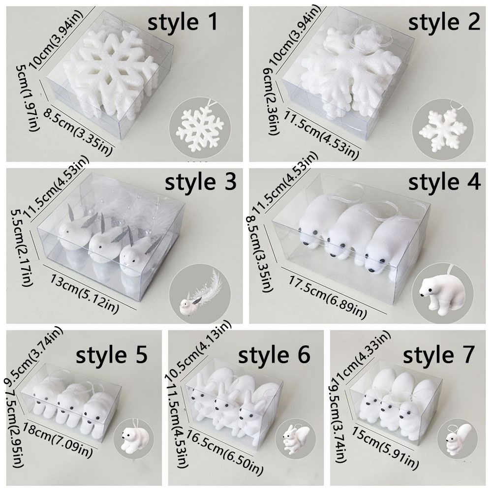 Flocking Christmas Tree Pendant Polar Bear Snowflake Hanging Pendant  Home Decoration