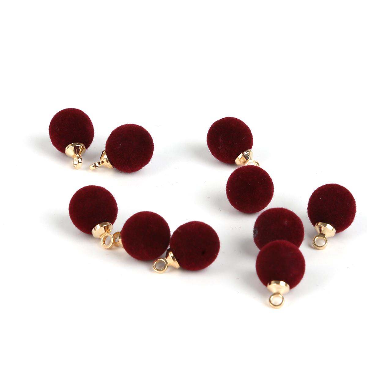 

10 шт. акриловые флокированные круглые бусины плюшевые шарики подвески изготовление ювелирных изделий своими руками сережек модный шапка шарф сумка помпон аксессуар 8mm вино красного