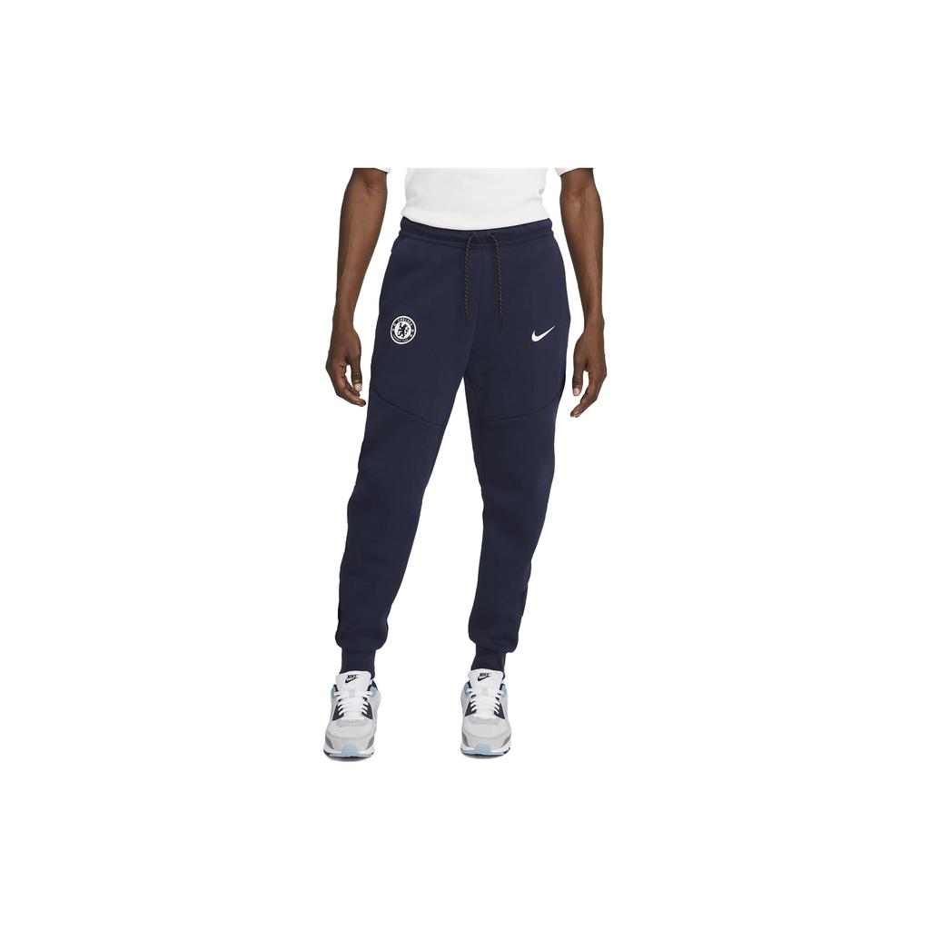 Nike Chelsea FC Tech Fleece Logo Embroidered Drawstring Cuffed Knit Joggers Men Joggers Navy-Blue DM2900-419