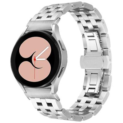 For Samsung Galaxy Watch7 44mm/40mm Stainless Steel Band with Connector 5-Bead Smart Watch Strap,Silver
