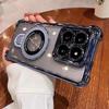 Plating Magnetic Holder Airbag Silicone Transparent Case For Xiaomi 15T Pro 14 13 T Ultra Camera Protect Shockproof Cover