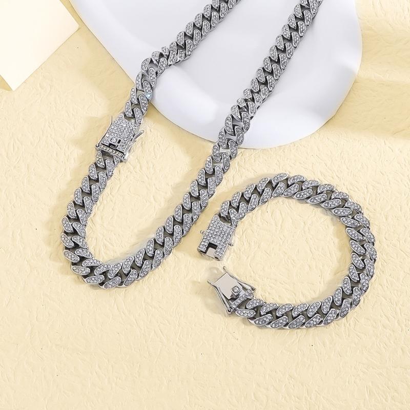 Elegant Necklace Sparkling Full Rhinestones Bracelet Alloy Texture Suitable for Evening Parties and Everyday Charm