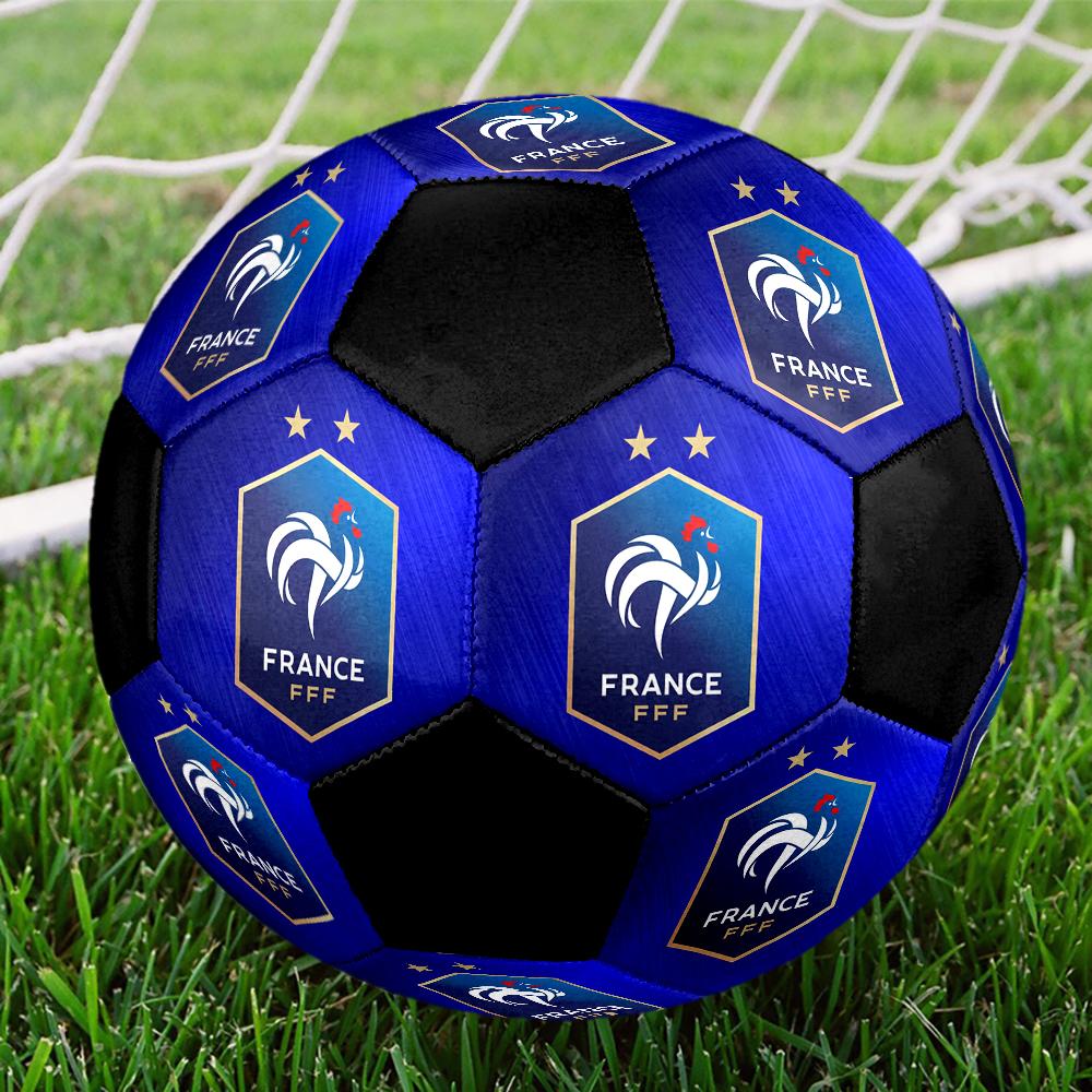 Pallone Calcio a 5 FFF Francia Colorato Cucito a Macchina PVC Misura 5 Pronto per Allenamento di Squadra Competizione Resistente Alta Rimbalzabilità Fantastico Regalo Sportivo