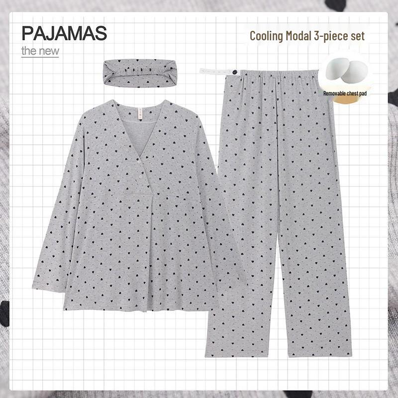 Xia Modal těhotenské pyžamo: Nastavitelné kojicí oblečení na spaní pro těhotenství a poporodní období