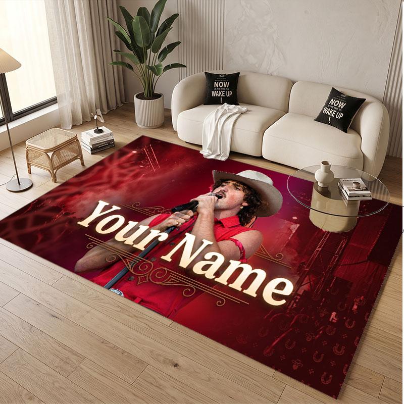 Custom Name Crystal Velvet Rug,Benson Boone Comfortable Anti Slip Floor Mat For Room Decoration