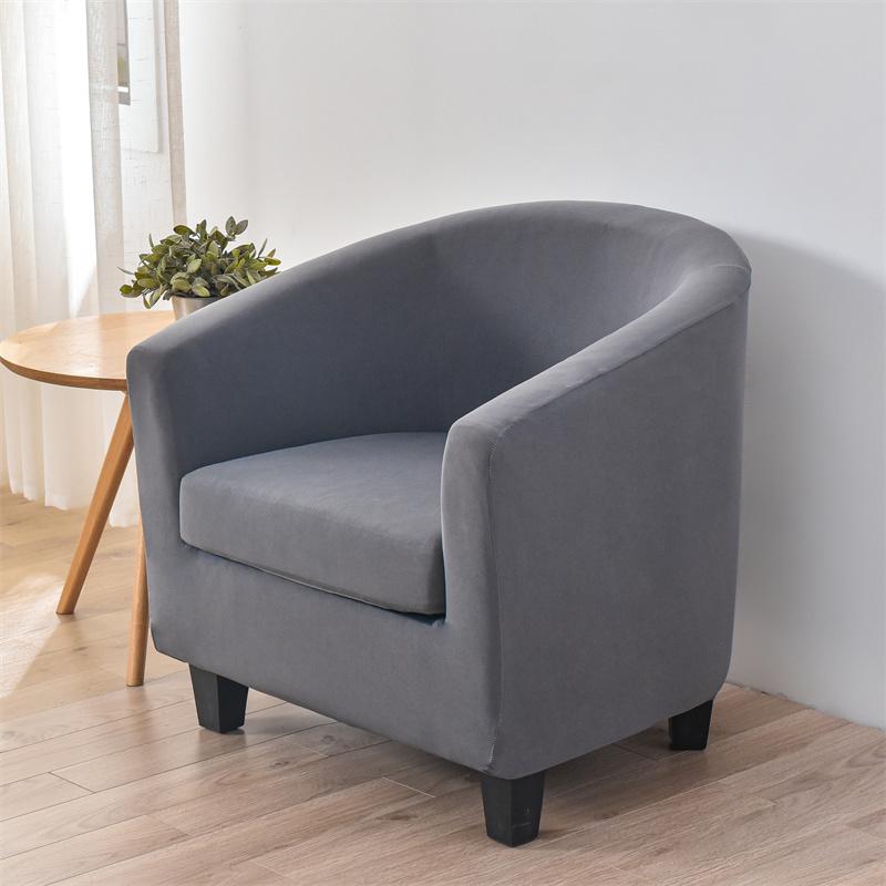 2pcs/set Elastic Solid Color Tub Chair Cover Stretch Spandex Club Sofa Covers with Seat Cushion Covers for Living Room Hotel