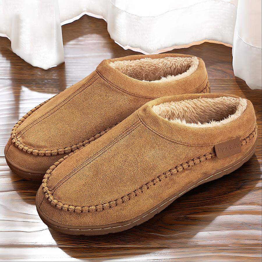 Herren Winter Hausschuhe Weich Plüschgefüttert Warmes Fleece Innen/Außen Hausschuhe mit Rutschfester Sohle Bequemes Heimschuhwerk für Kaltes Wetter
