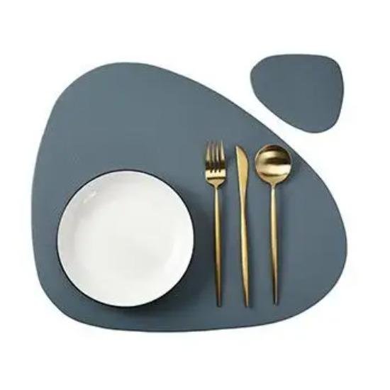 1/4/6 Sets Black Table Placemats and Coasters Oval Shaped Table Mats Pad Kitchen Accessories Place mat for Indoor  Outdoor
