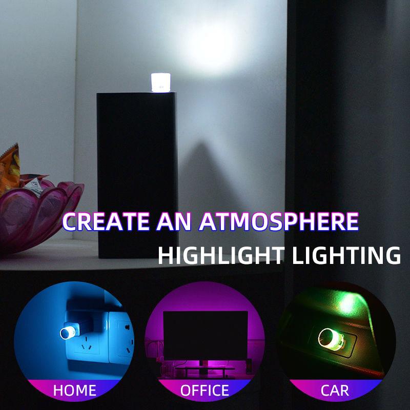 RXZ 1PC car mini usb led Atmosphere Light For Party Ambient Automotive Portable Plug and Play  Car Decorative Interior Lamp 12V