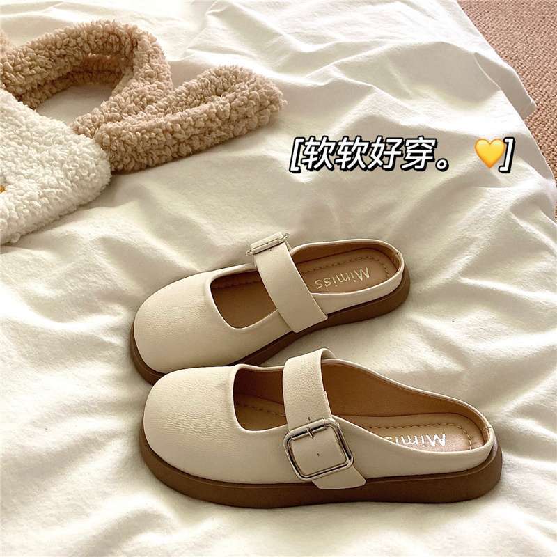 

Baotou half slippers women s shoes 2025 new summer outer wear with skirt single shoes pregnant women sandals one pedal half support 35 standard yardage