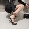High heels women's outer wear 2025 summer new Internet celebrity thin heel open toe square head word with French high heel sandals women