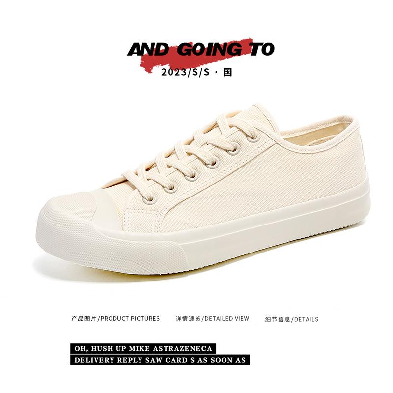 Summer Korean Version Breathable Canvas Shoes Men'S Niche Design Sense Cream White Shoes Retro Sports Couple Shoes