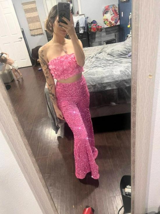 European & American Sequin Wide-Leg Pants: Chic Spring/Summer Mid-Waist Slimming Casual Trousers