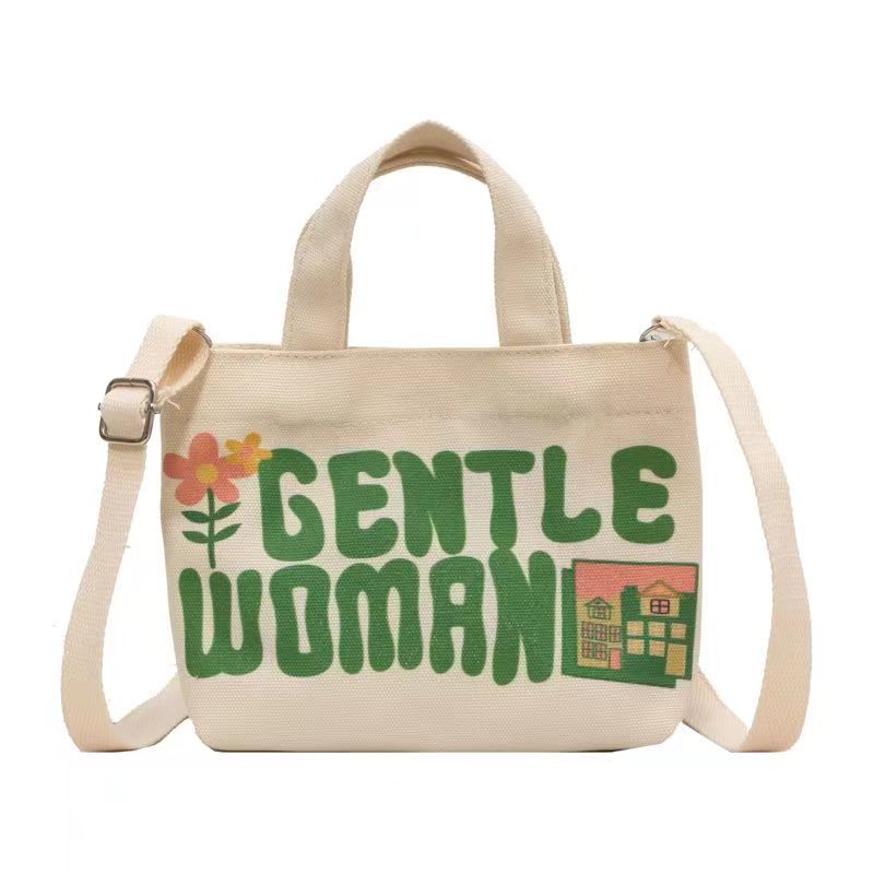 Letter Canvas Bag Diagonal Cross Small Bag New Casual Ins Versatile Mobile Shoulder Bag