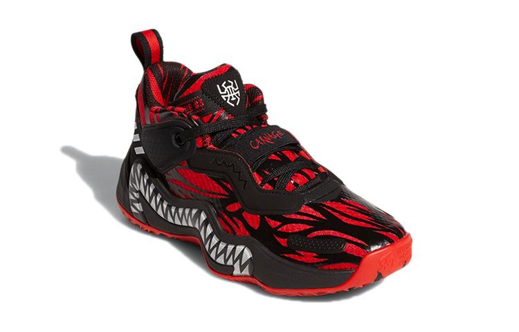adidas D.O.N. Issue #3 J Cushioning, Wear Resistant Mid Top Basketball Shoes Black Red GZ5494