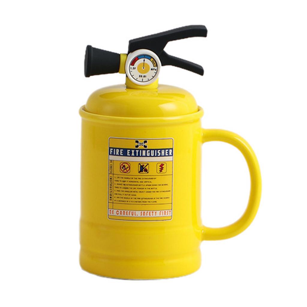 Coffee Cups Ceramic Tea Cup Flame Extinguisher Shaped Mug with Lid Spoon 400ml Hot Cold Drinks Milk Juice Beverage Mug Office Home Travel Gifts