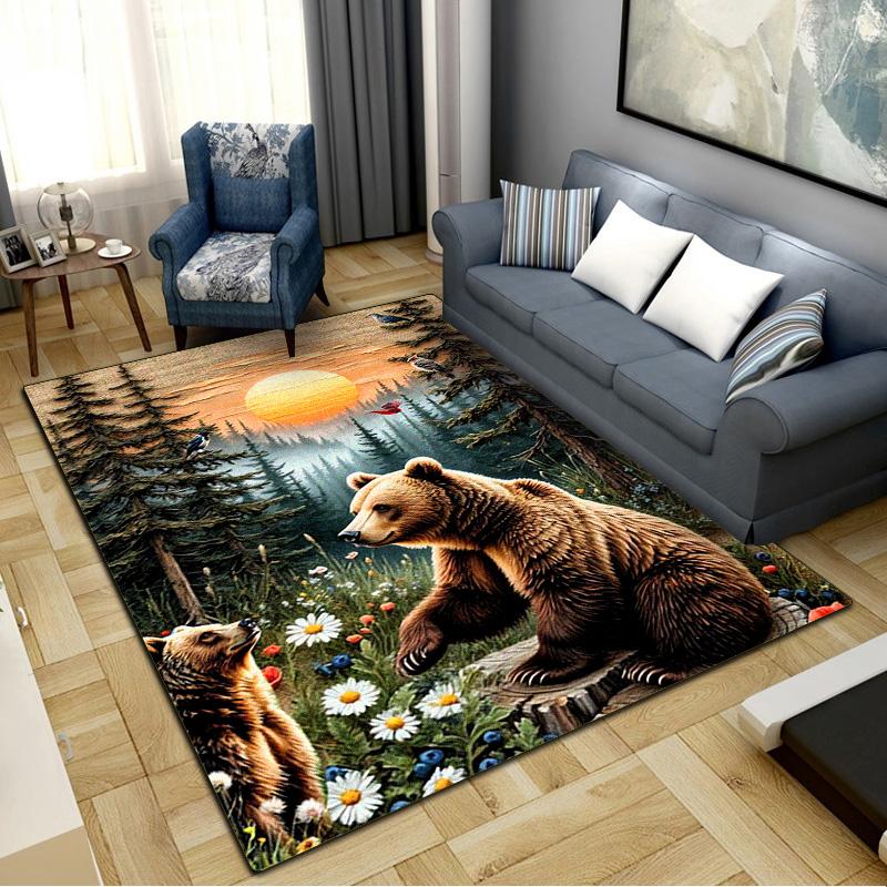 Brown Bear Carpet Rug for Living Room Bedroom Home Sofa Decoration,Kids Play Non-slip Floor Mat
