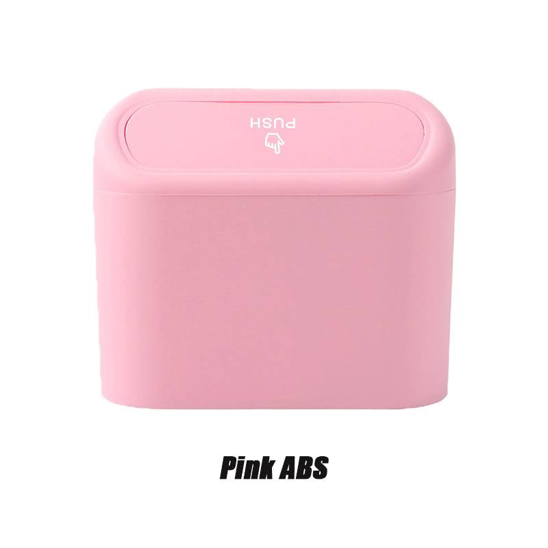 

Hanging Car Trash Can with Lid Mini Tray Dustbin Garbage Box Trash Car Interior Storage Case Trash Bin Push Can Car Accessories рожевий