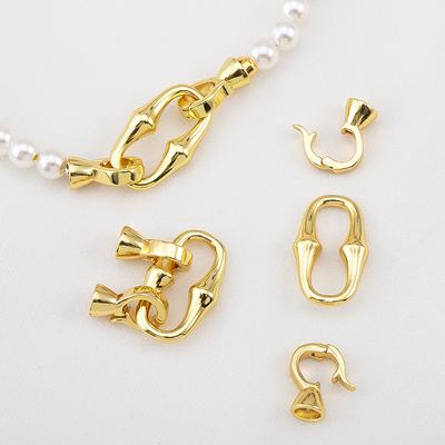 18K Copper Gold Plated Double-Headed Bamboo Joint Buckle for Pearl Necklace Bracelet Closures Buckles DIY Jewelry Accessories