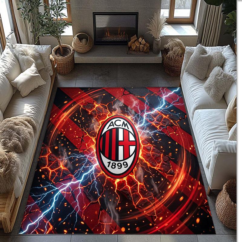 AC Milan Printed Flannel Area Rug Non Slip Soft Polyester Floor Carpet Indoor Decor Mat for Bedroom Living Room Sofa Game Room Home Decoration