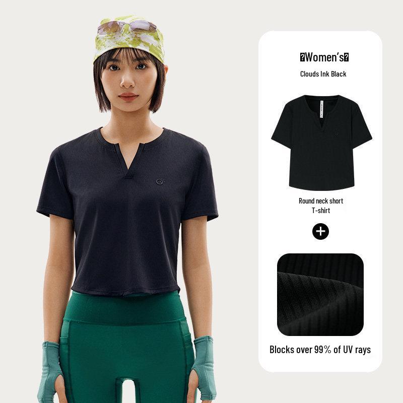 YX-Tantuo Women s V-Neck Quick-Dry Short-Sleeve T-Shirt: Summer Cool, Breathable, Antibacterial, Sun-Protective Sportswear. XL
