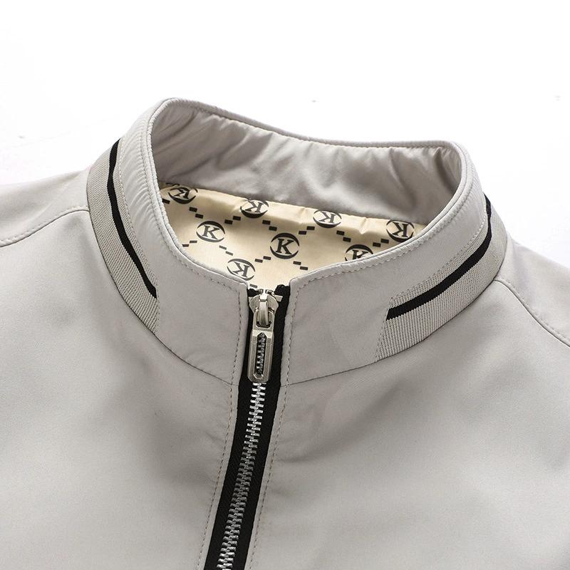 Spring Middle-aged Business Casual Jacket Men's Solid Color Stand Up Collar Plus Size Jacket Men's Jacket