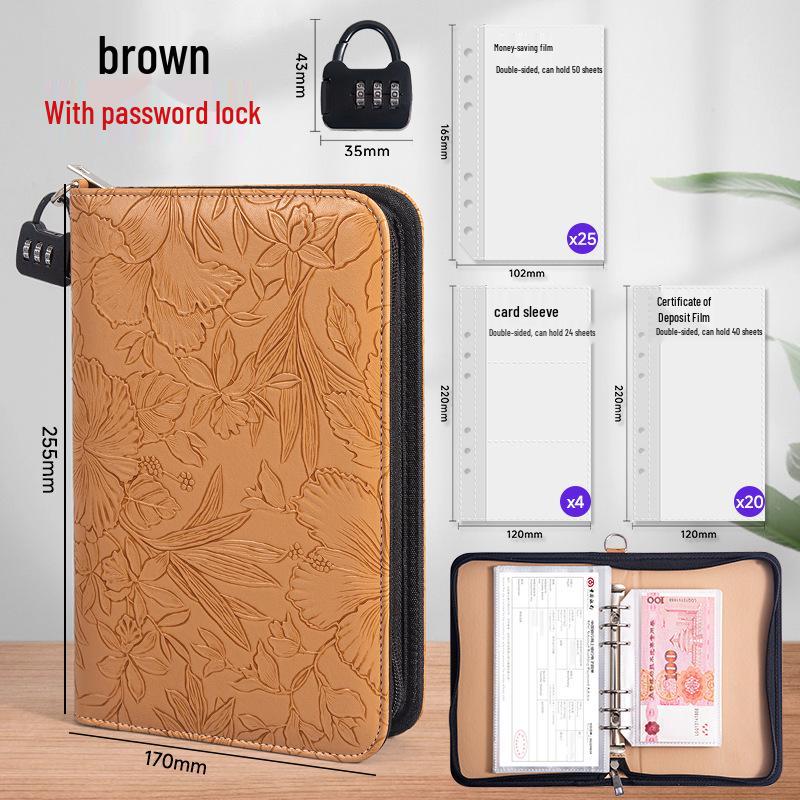 Floral Pattern Dual-Use Zippered Money Bag & Deposit Slip Holder