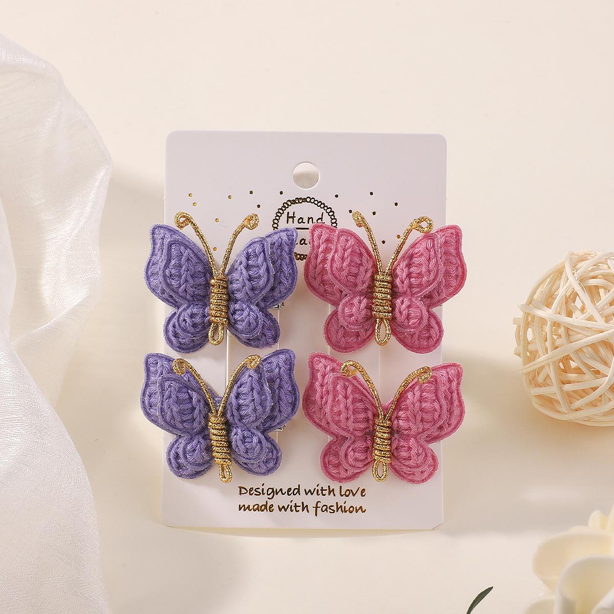 

4Pcs/set Cute Baby Girls Crochet Butterfly Hairs Clips Handmade Knitting Child Hairpins Fashion Kids Headwear Hair Accessories