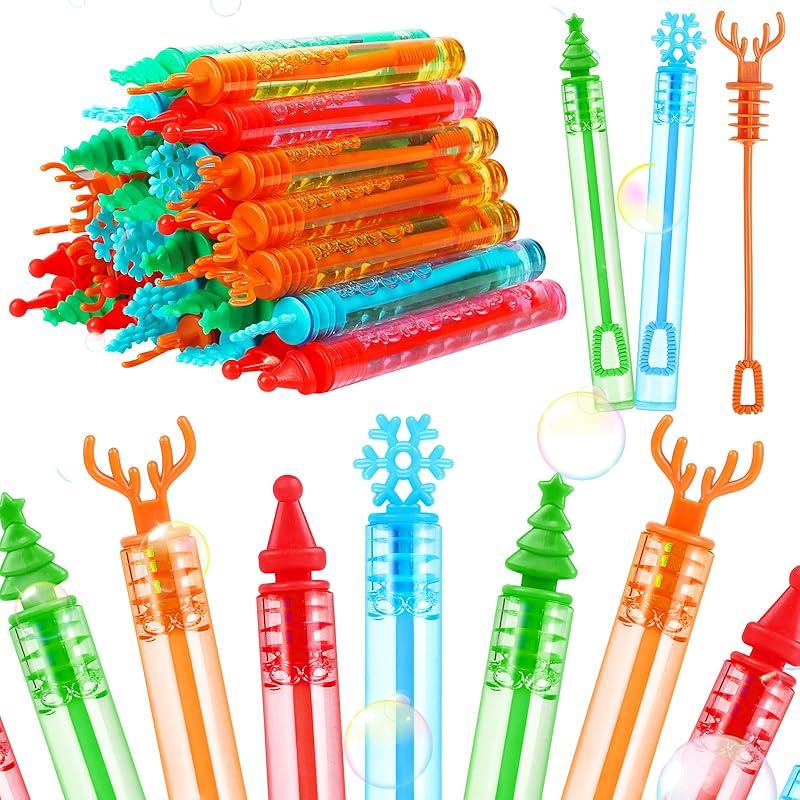 DERAYEE 36Pcs Christmas Bubble Wands for Kids Bulk, Xmas Mini Bubbles Party Favors Christma Toys Gift for Boys Girls Christmas Classroom Awards,