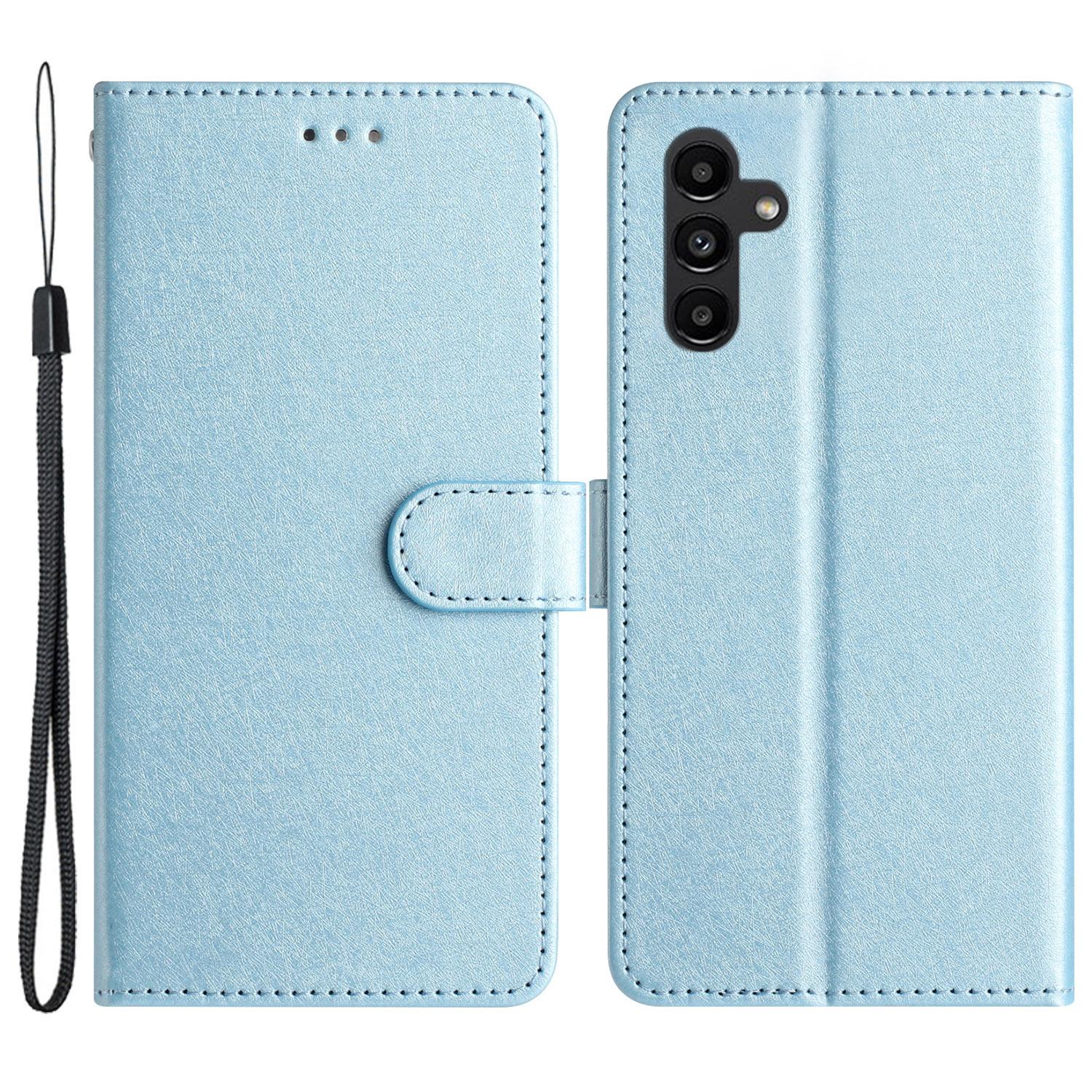 

For Samsung Galaxy S24 FE Case Silk Texture Leather Wallet Foilo Phone Cover Sky Blue