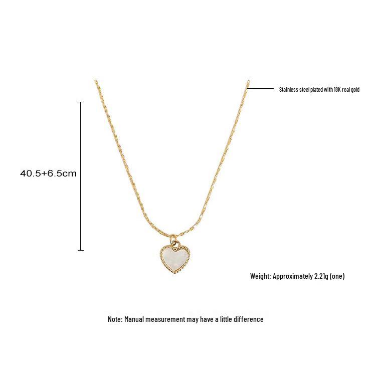 Heart Series 18K Gold-Plated Titanium Steel Necklace - Elegant, Colorfast, Simple & Chic Clavicle Chain