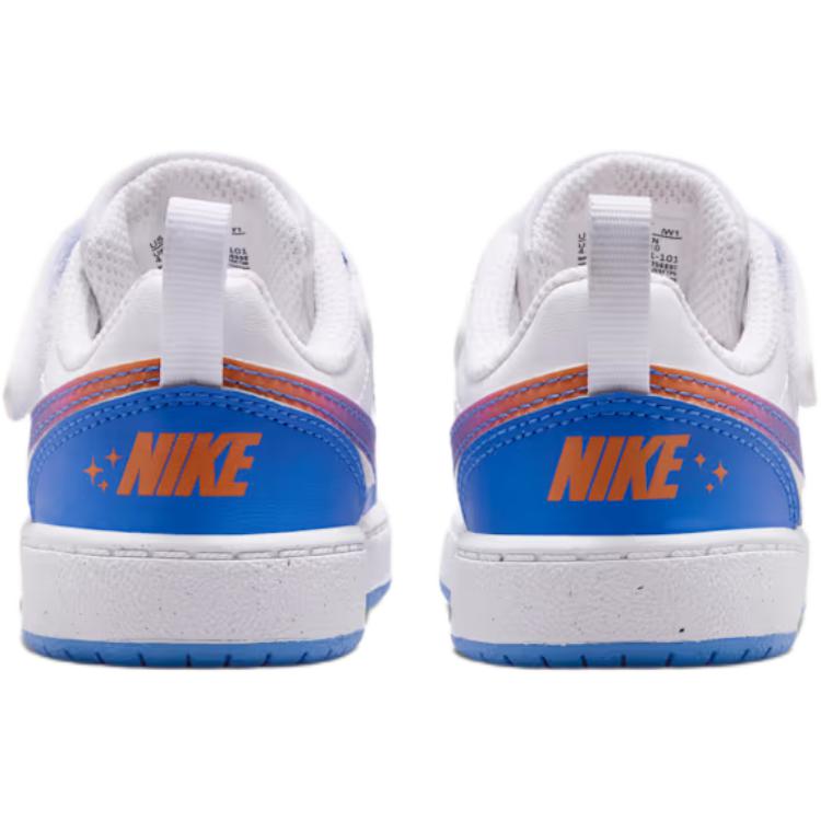 Nike Court Borough Synthetic Leather Comfortable Low-Top Walking Shoes Baby Sneaker White Blue IR5461-101