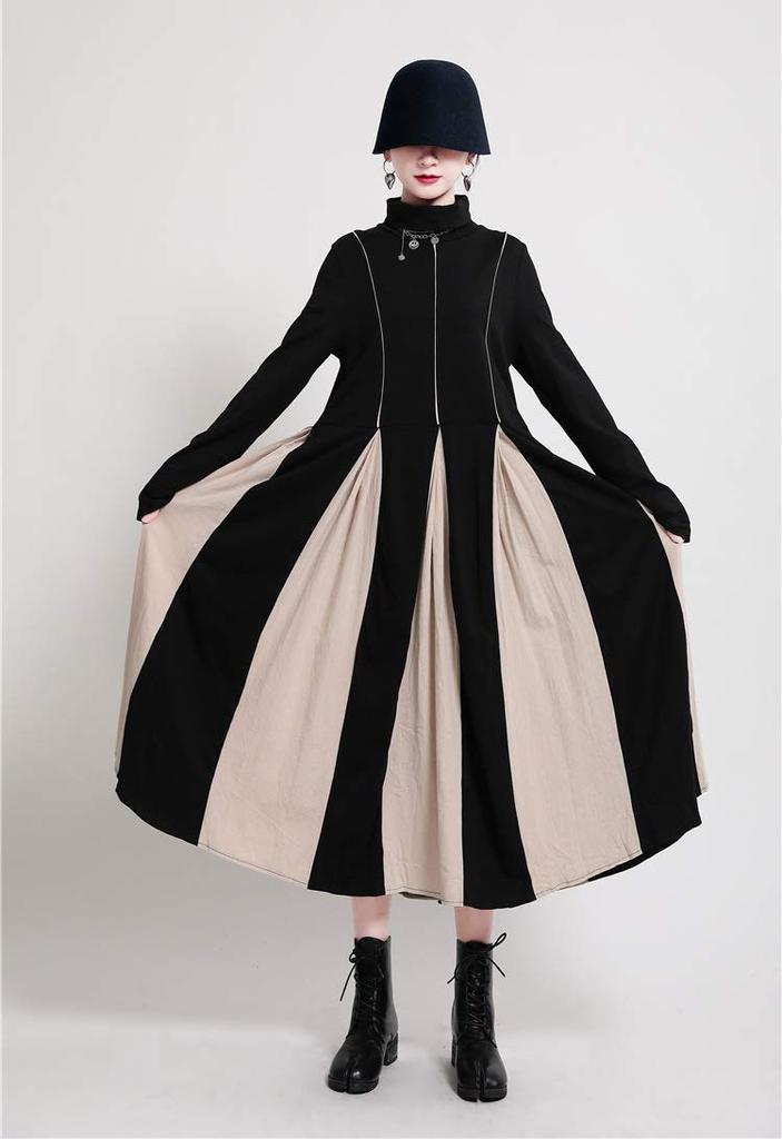 Long Long Inner One [Mouhoukyo] Women's Dress, Sleeve, Figure-Flattening, Slimming, Dress, Fall/Winter (Color Shown, Size)