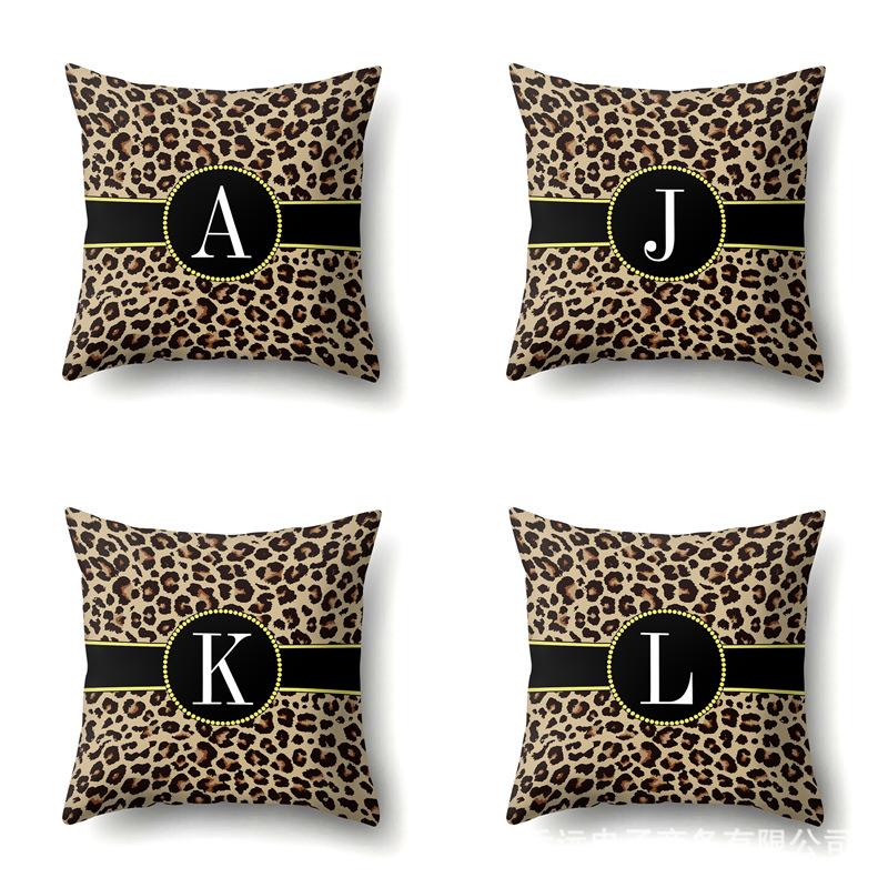 Polyester Pillow Case Leopard Print Decoration Home 26 English Letter Printing Pillow Case