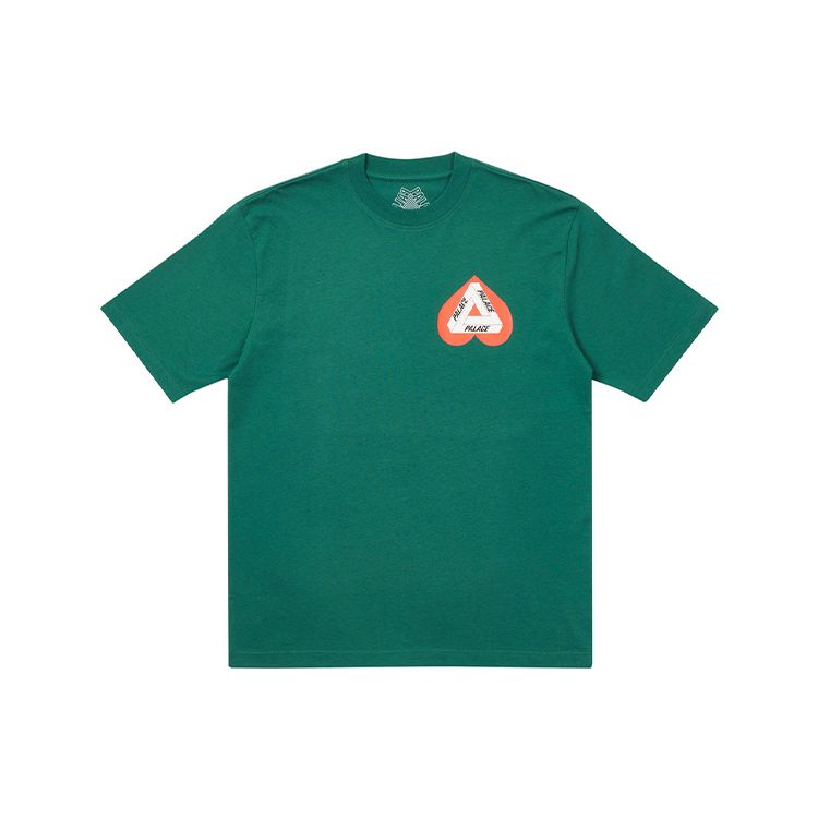 Palace Tri-Ferg Heart Pattern Short Sleeve T-Shirt Unisex Tops Green P20TS110