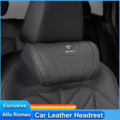 High-end Leather Car Seat Headrest Memory Foam Comfort Neck Pillow For 4C 159 166 Spider Giulia Giulietta 156 147 GT
