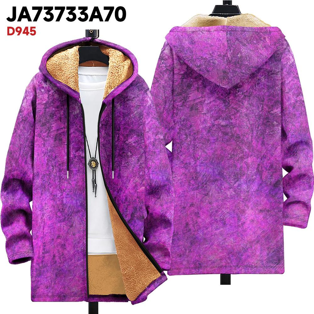 New Jacket Multi-colored Pattern Elements B1 Zipper Hooded Cardigan Thickened Winter Fleece Trendy Padded Clothes