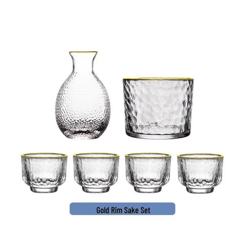 Handmade Gold Rim Glass Wine Warming Decanter Set