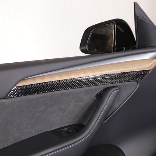 Carbon Fiber Front Inner Door Panel Trim Sticker For Tesla Model 3/Y 2016-