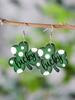 1 Pair Earrings, Vintage Painted Heart, Clover, Four-Leaf Clover Pendant Earrings, Women Double-Sided Earrings, Gift
