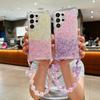 For Samsung Galaxy S24 Ultra Cover TPU+Acrylic Gradient Phone Case with Bowknot Decor Hand Chain