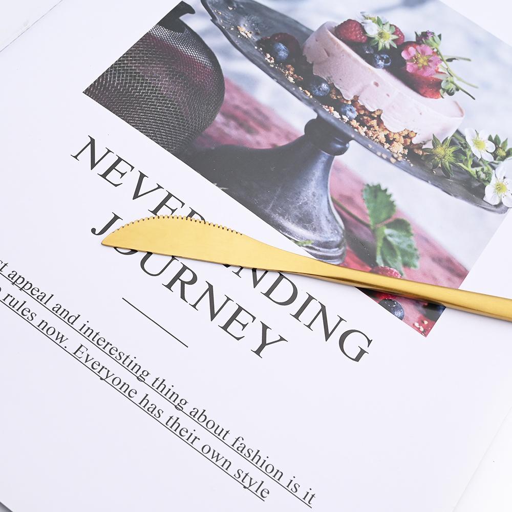 JANKNG 24Pcs Matte Dinnerware Golden Knife Fork Dessert Spoons Flatware Set Stainless Steel Cutlery Set Kitchen Silverware Set