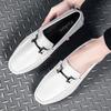 Full Leather Soft-sided Doudou Shoes Metal Buckle White Leather Shoes Thin Soft-soled Breathable Driving Shoes Learning Driving Shoes