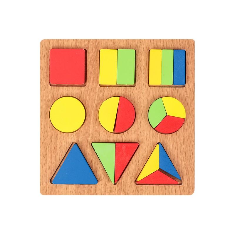 Holzpuzzle Montessori 3D Geometrische Formen Brett für Kinder Vorschule Lern Lernspiel Farbe Erkennung Spielzeug für Kinder