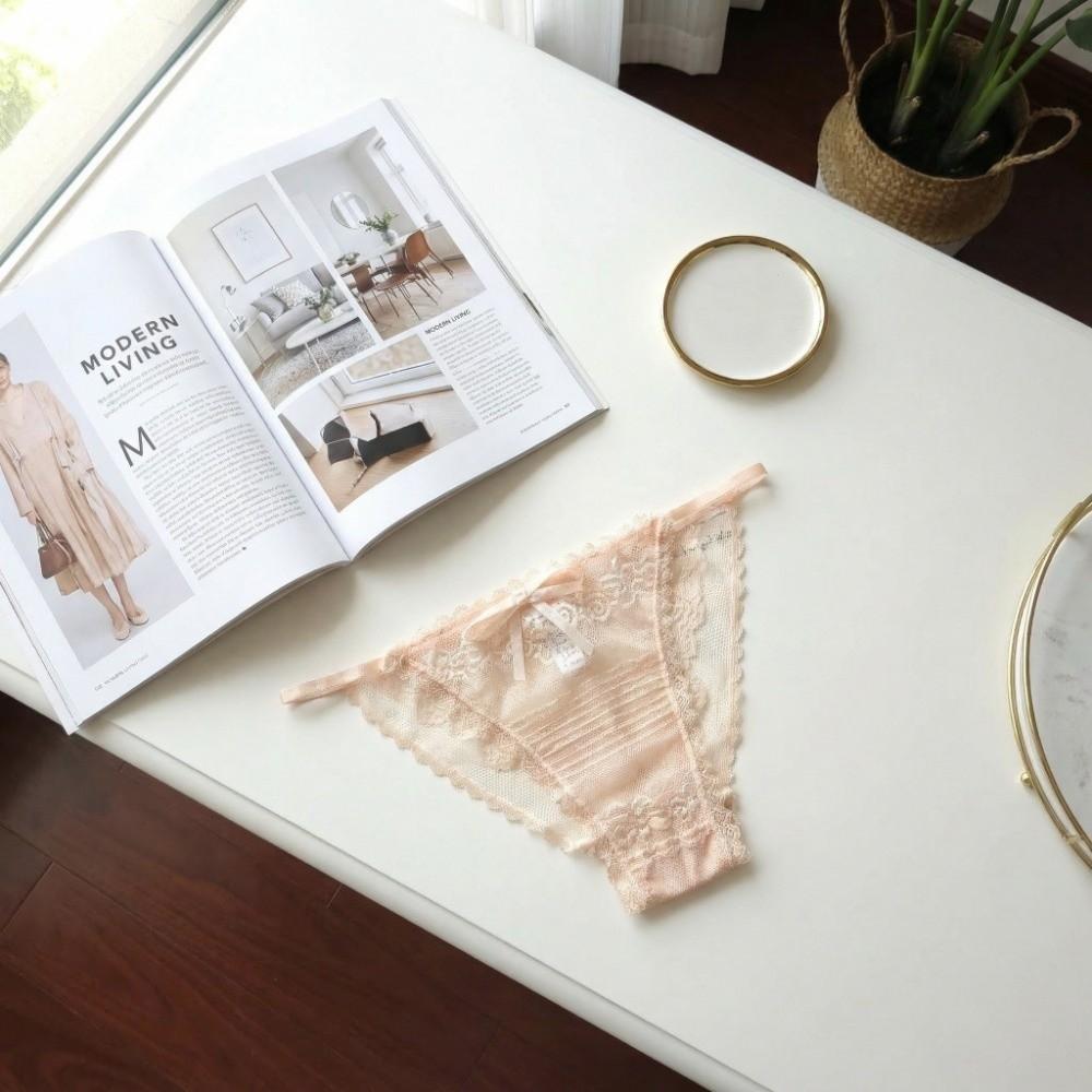Fashion Sheer Lace Mesh Women Thong Floral Cotton Crotch Lace Flower Briefs Transparent Underpants T-Back Panties Lady