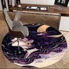 1pc Anime Design Round Carpet Office Chair Mat, Non Slip Rug with Starry Sky and Moon Print for Home Decor