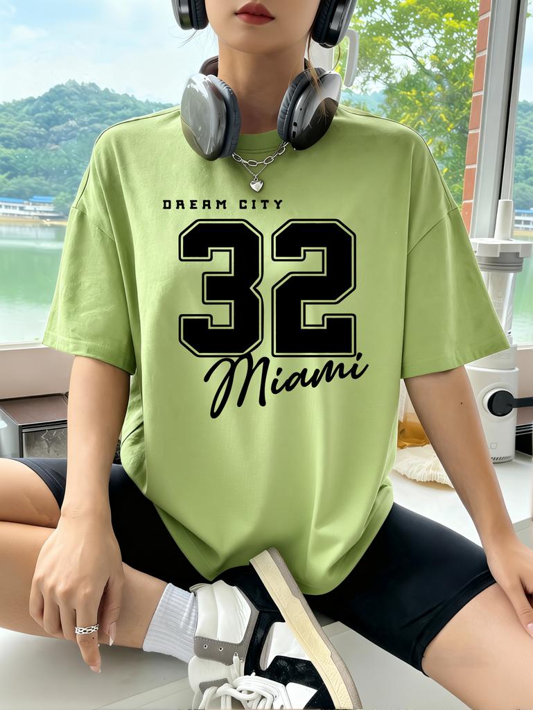 Dream City Number 32 Design Woman T-Shirts Polyester Multicolor T Shirt Hip Hop Summer Short Sleeve Y2K Breathable Clothing